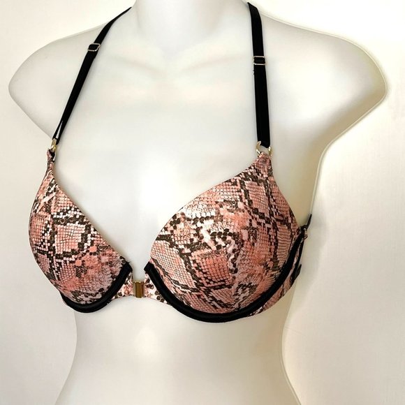 NWOT VICTORIA’S SECRET PINK SNAKE PRINT VERY SEXY PUSH UP BRA CAGE BACK SIZE 34B - Picture 4 of 13